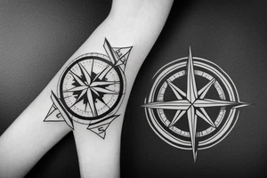 Compass with mountains tattoo idea