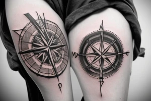 Compass with mountains tattoo idea