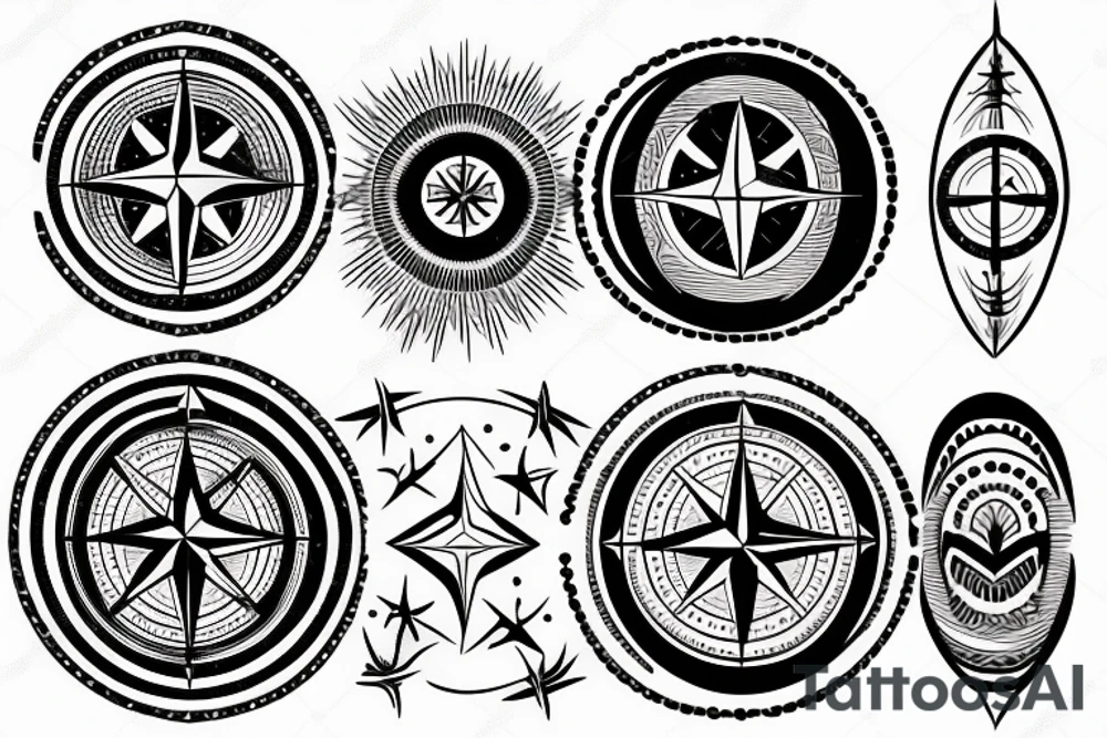 Compass with mountains and moon tattoo idea