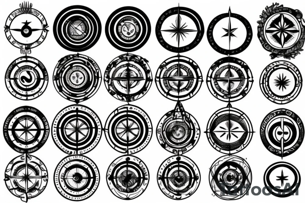 Compass and moon tattoo idea