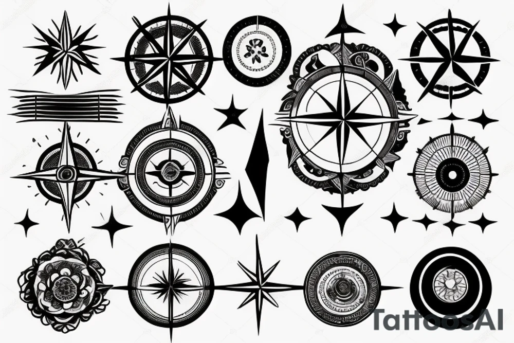 Compass and moon tattoo idea