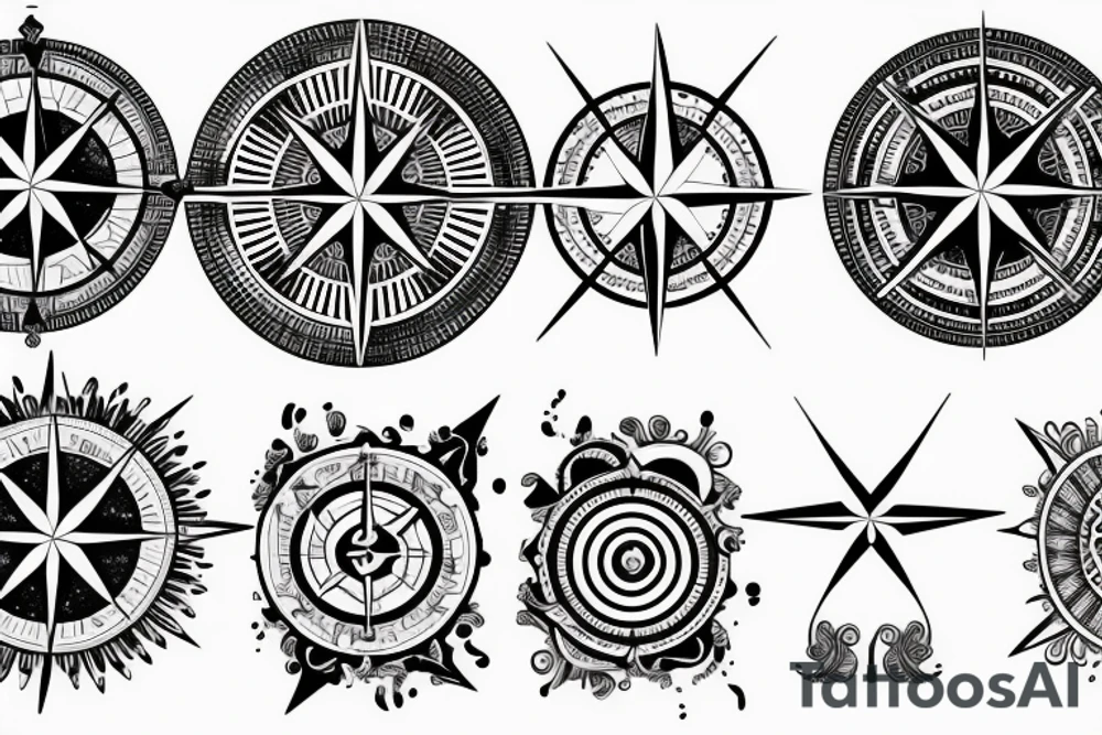 Compass and moon tattoo idea