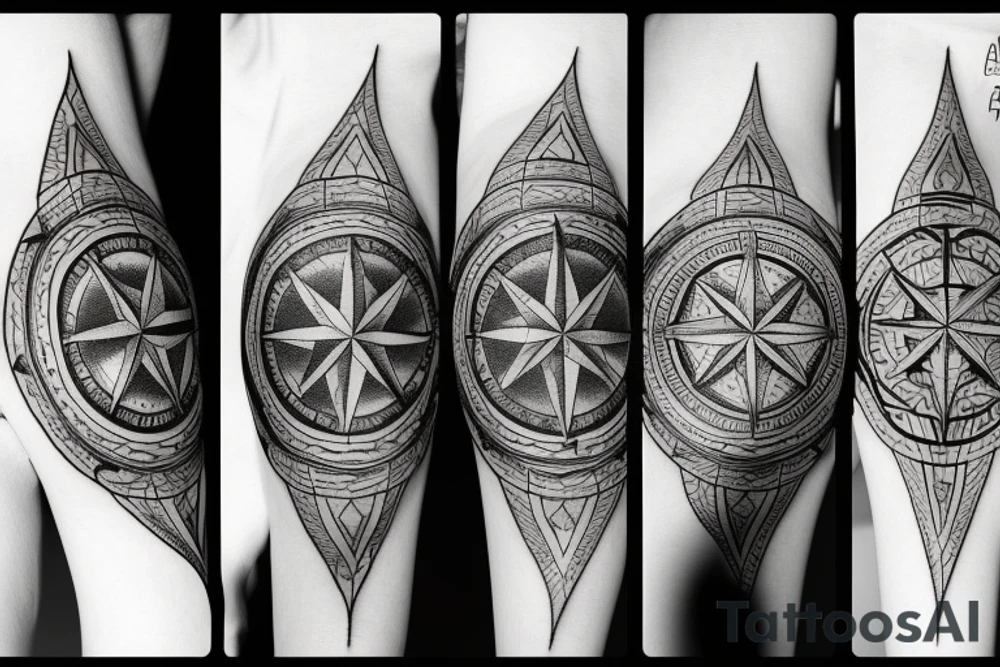 Compass and moon tattoo idea