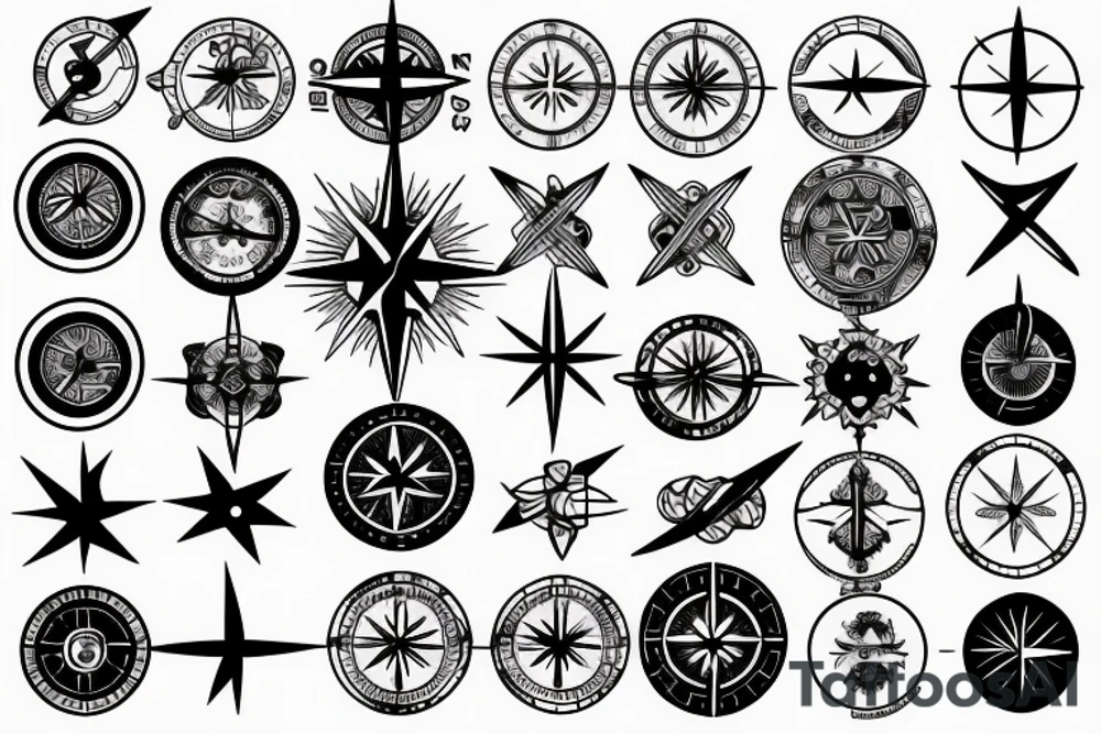 Compass and moon tattoo idea