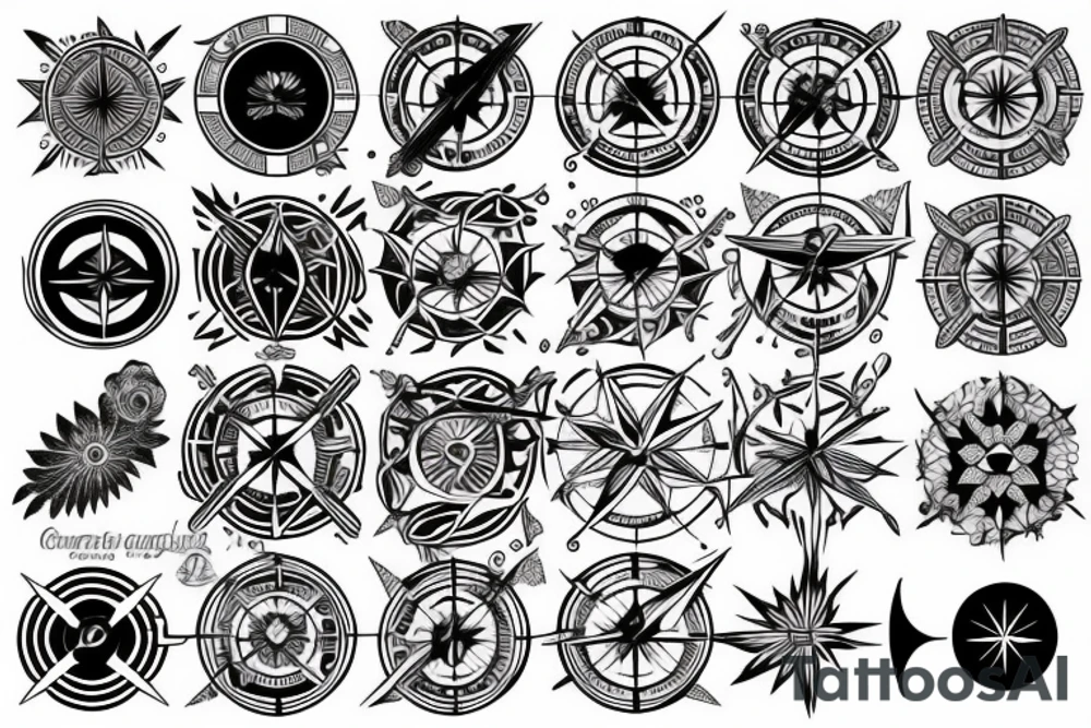 Compass and moon tattoo idea