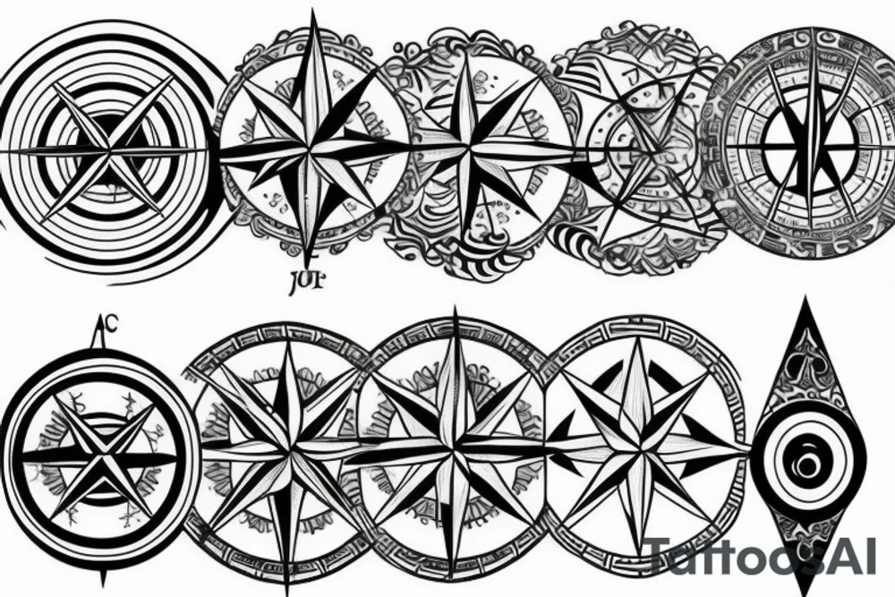 Compass and moon tattoo idea