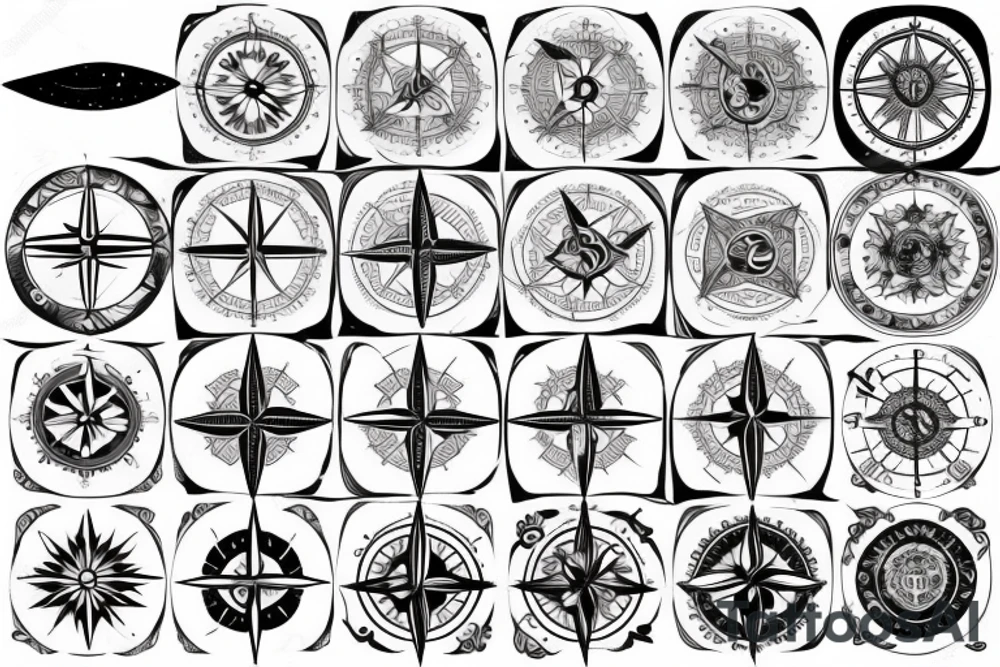 Compass and moon tattoo idea