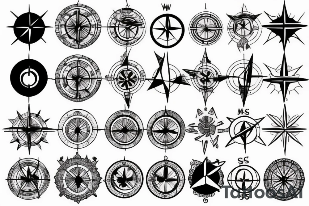 Compass and moon tattoo idea