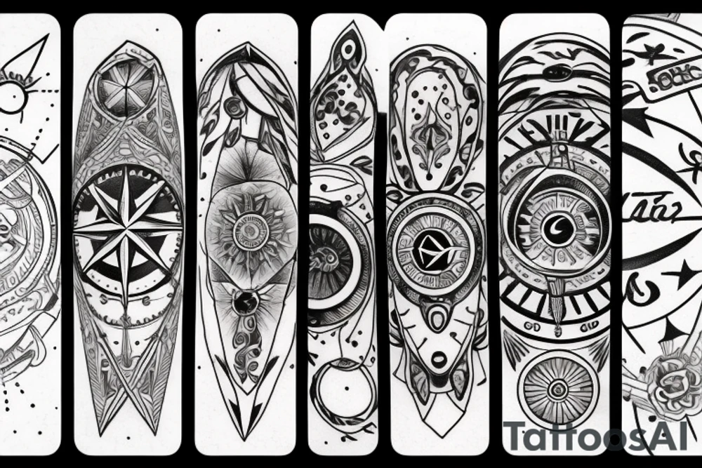 Compass and moon tattoo idea