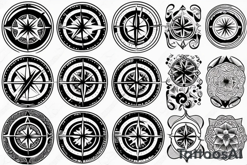 Compass and moon tattoo idea
