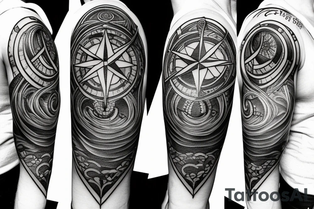 Compass and moon tattoo idea