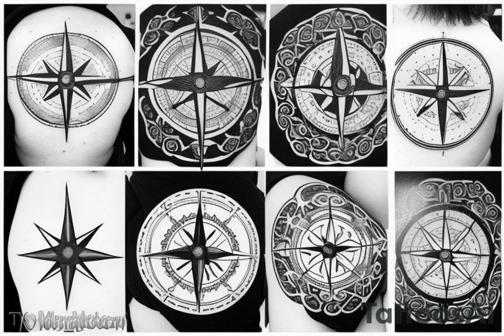 Compass and moon tattoo idea