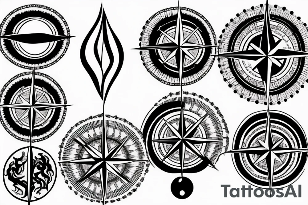 Compass and moon tattoo idea
