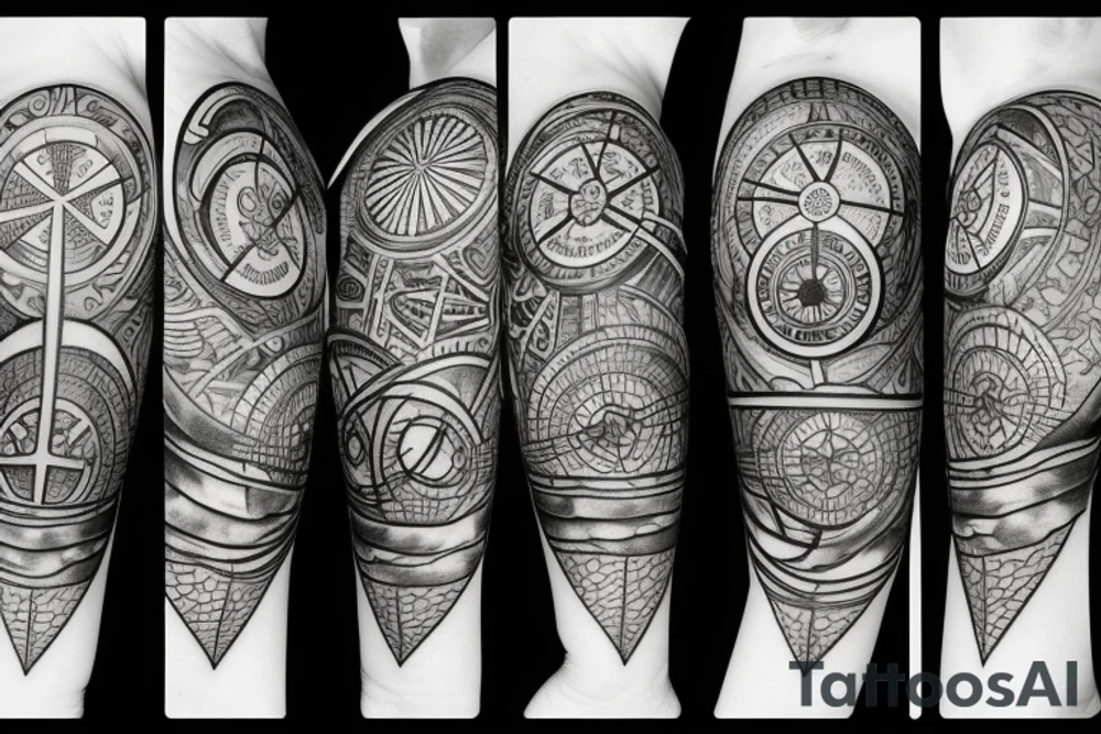 Compass and moon tattoo idea