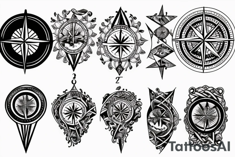 Compass and moon tattoo idea