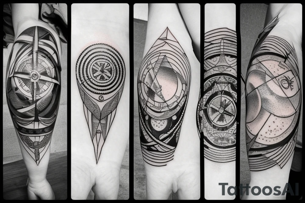 Compass and moon tattoo idea