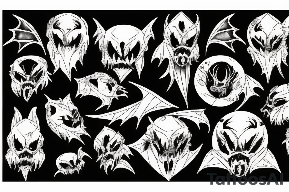 Undead bat tattoo idea