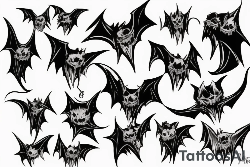 Undead bat tattoo idea