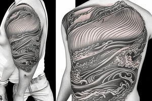 Salmon in waves tattoo idea