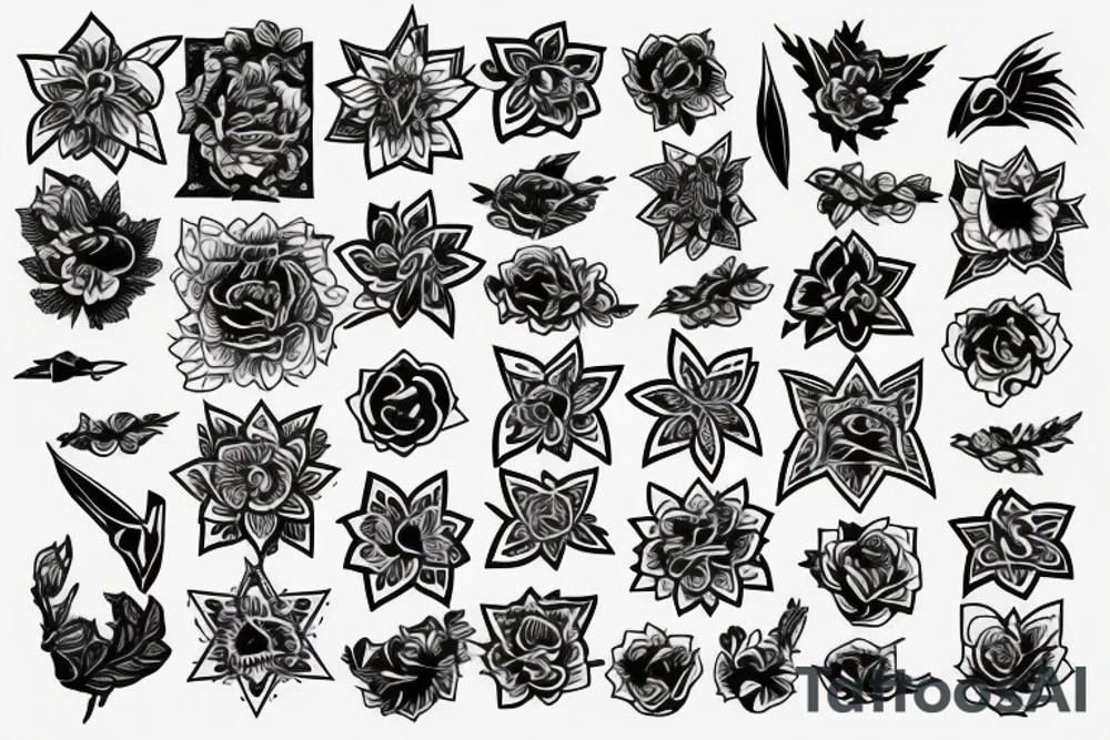 Traditional flash sheet tattoo idea