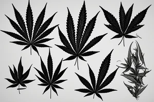 Cannabis leaf immersed in smoke tattoo idea