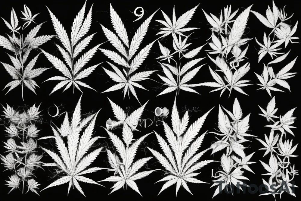 Cannabis leaf immersed in Smokey background tattoo idea