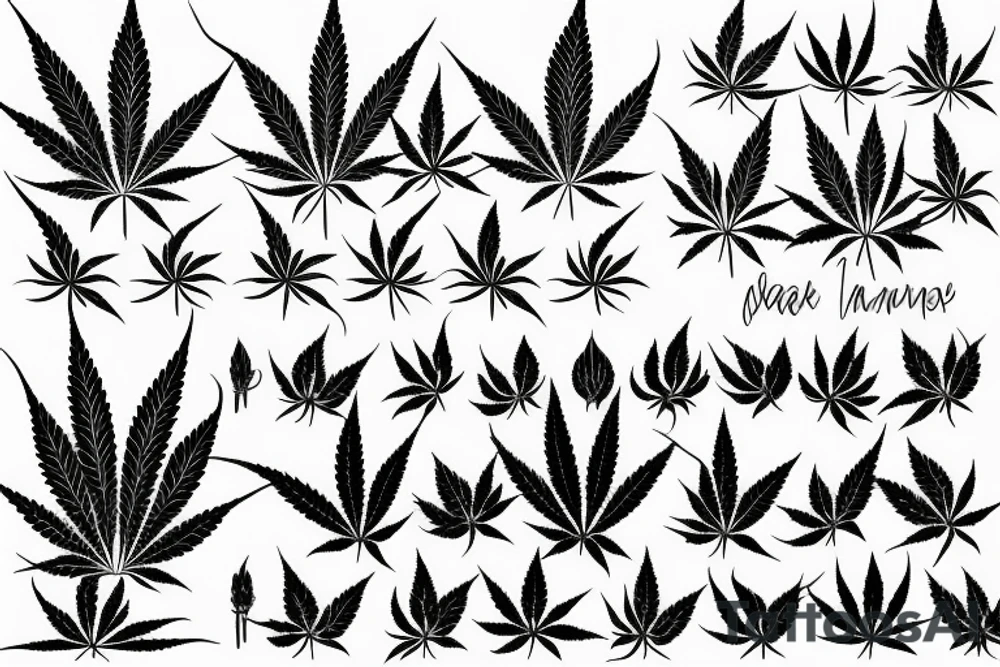 Cannabis leaf immersed in Smokey background tattoo idea