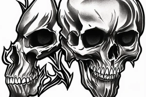 Demonic skull sharp teeth tattoo idea