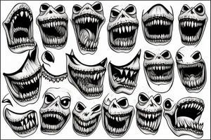Mouth of sharp teeth tattoo idea