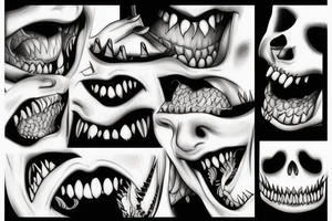 Mouth of sharp teeth tattoo idea