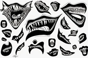 Mouth of sharp teeth tattoo idea