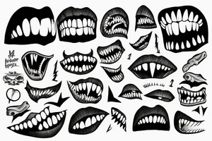 Mouth of sharp teeth tattoo idea