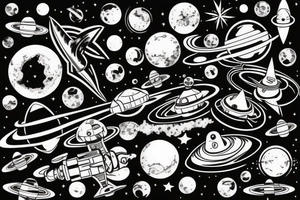 Outer space, spaceship tattoo idea