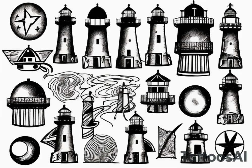 Lighthouse in outerspace tattoo idea