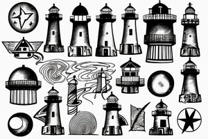 Lighthouse in outerspace tattoo idea
