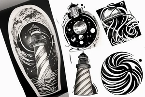 Lighthouse in outerspace tattoo idea