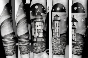 Lighthouse in outerspace tattoo idea