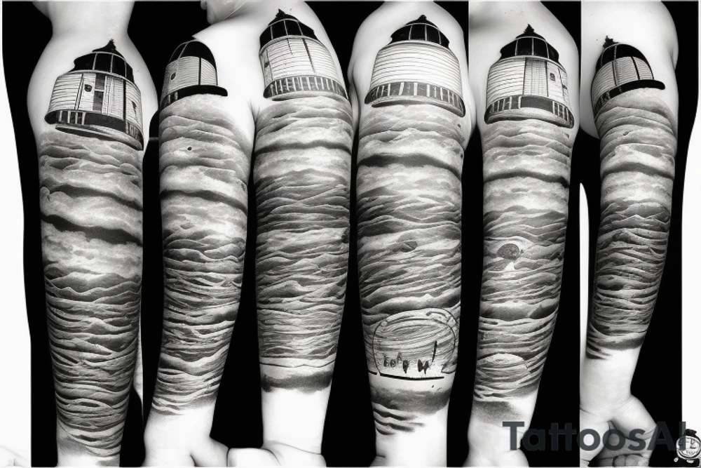 Lighthouse in outer space tattoo idea