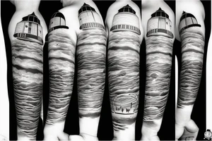 Lighthouse in outer space tattoo idea