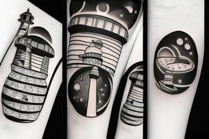 Lighthouse in outer space tattoo idea