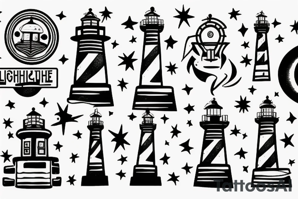 Lighthouse in outer space tattoo idea