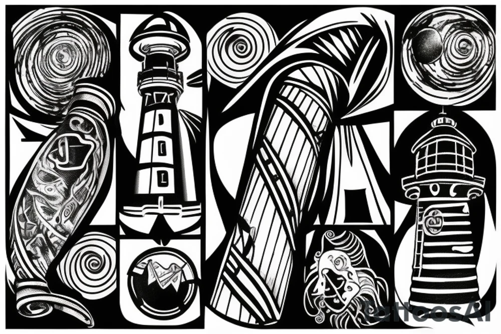 Lighthouse in outer space tattoo idea