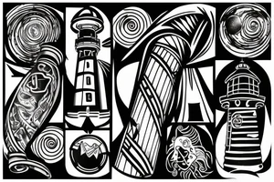 Lighthouse in outer space tattoo idea
