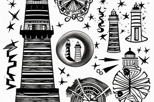 Lighthouse in outer space tattoo idea