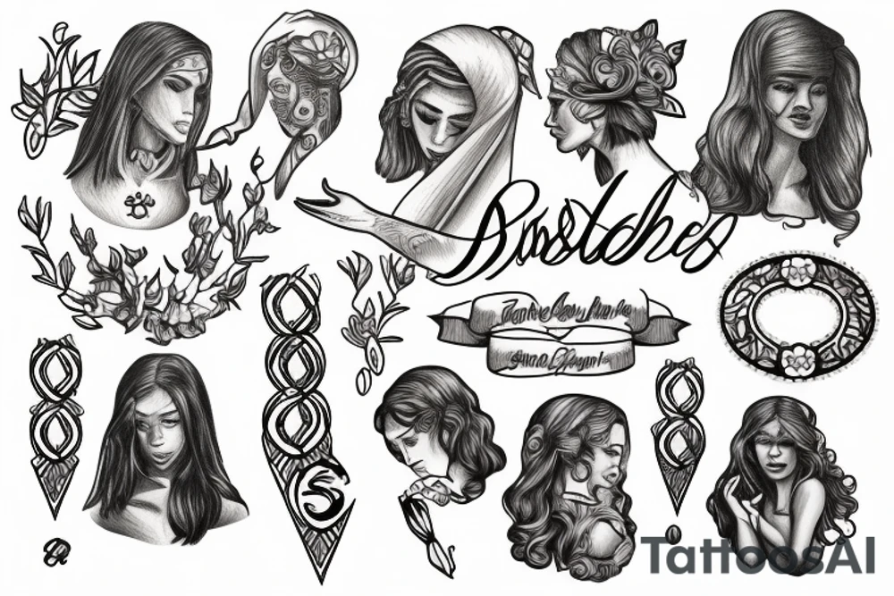 Symbols of biblical women tattoo idea