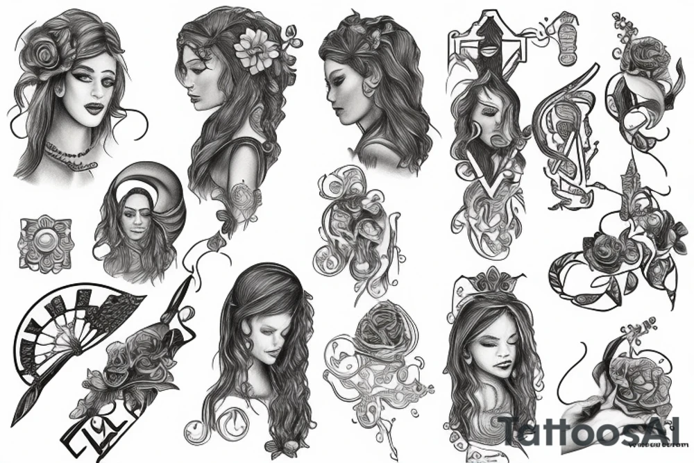 Symbols of biblical women tattoo idea