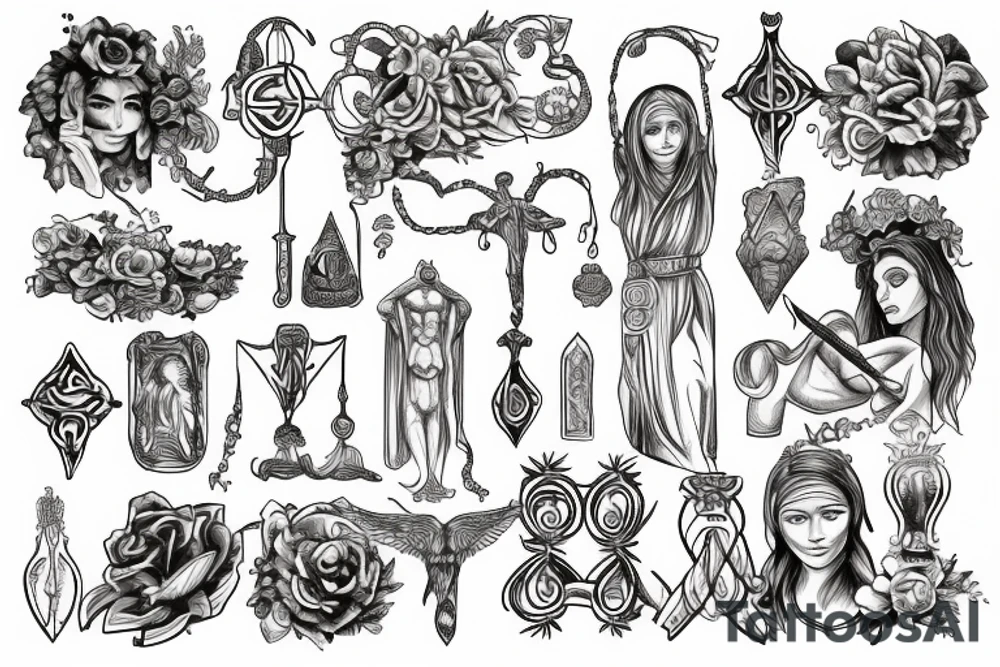 Symbols of bible women tattoo idea