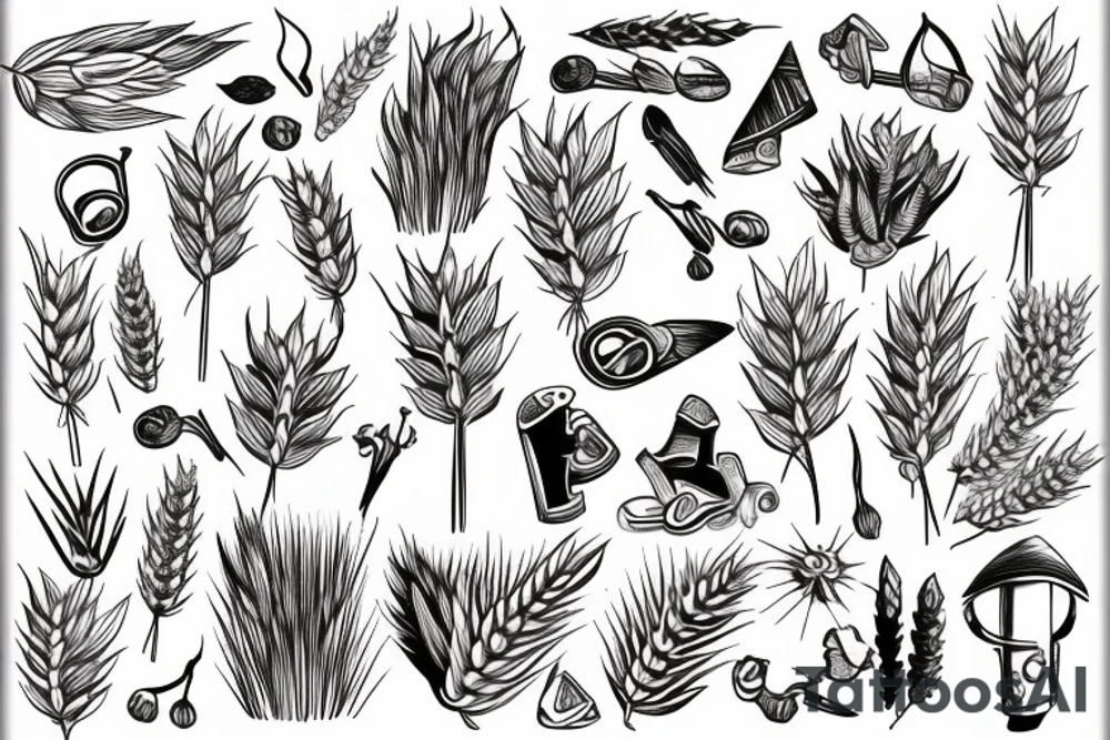 Wheat and cloth tattoo idea