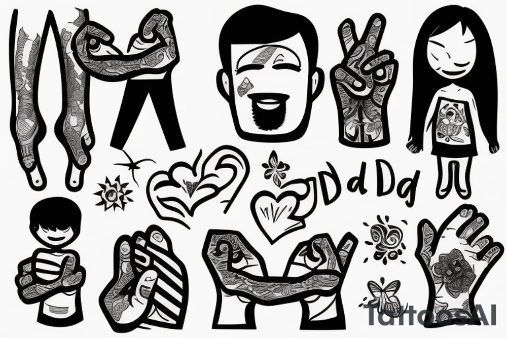 A dad holds hands with his young daugher tattoo idea