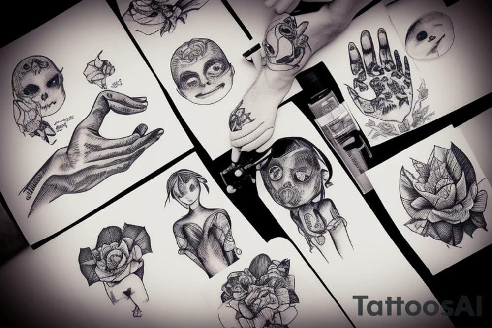 A dad holds hands with his young daugher tattoo idea